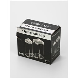 УЦЕНКА Органайзер для ватных палочек и дисков, с крышкой, 2 секции, 12.5×7.3×13.5 см, прозрачный