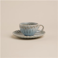 Кофейная пара фарфоровая SL Home «Эхо Крита», 2 предмета: чашка 180 мл, блюдце d=15.5 см, цвет голубой