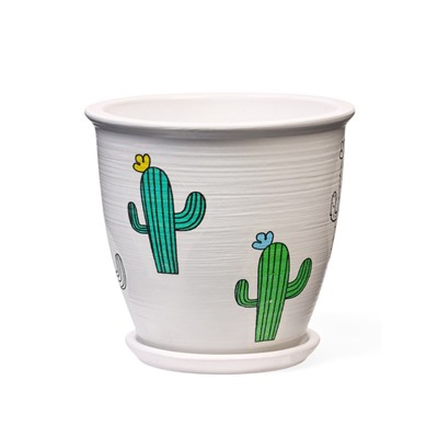 Горшок для цветов «Кактус: № 2», керамический, 700 мл, d=12 см, МИКС