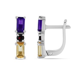 Серьги, аметист , гранат , цитрин, Персефона