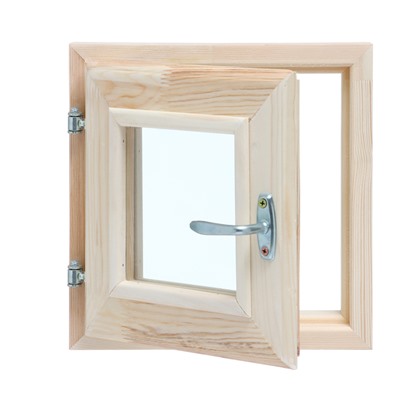 Окно в баню, деревянное, 30×30 см, хвоя, двойное стекло, «Добропаровъ»