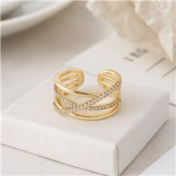 Кольцо 16 р коллекция "Xuping" покрытие позолота, вставка: фианиты, цвет: прозрачный, арт.101.321-16