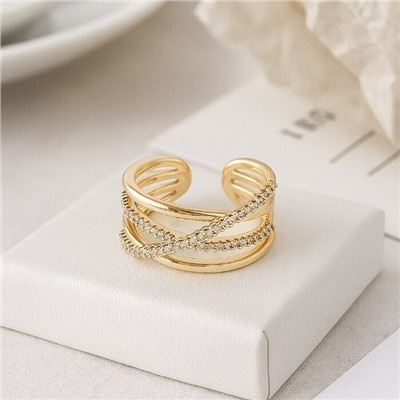 Кольцо 17 р коллекция "Xuping" покрытие позолота, вставка: фианиты, цвет: прозрачный, арт.101.321-17