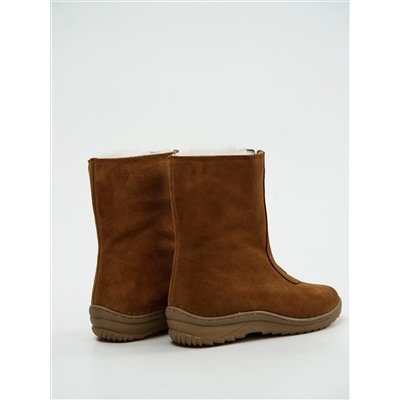 Ботинки женские рыжие замшевые на молнии, литая подошва