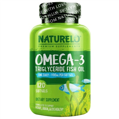 NATURELO, рыбий жир в форме триглицеридов омега-3, 1100 мг, 120 капсул