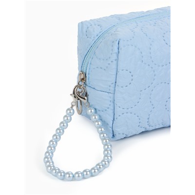 Косметичка женская «Цветочек», ручка из бусин, голубая