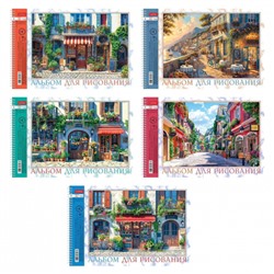 Альбом для рисования 32л на спирали "Курортный городок" перфорация на отрыв (000179) 32А4Всп Хатбер