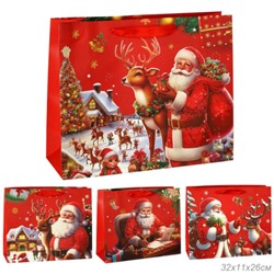 Пакет подарочный Новый год 32х26х11 / 1655-2 /уп 12/480/210г/м2 микс
