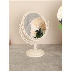 Зеркало настольное ажурное двустороннее 26 см круглое / YDW-10 /уп 48/бежевое