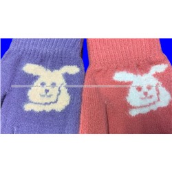 Перчатки детские, подростковые для девочек с начесом «Зайка» арт. 0834