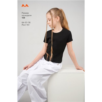 Футболка для девочки в рубчик из рибаны Happyfox