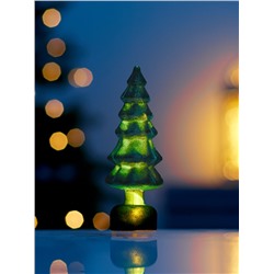 Фигура светодиодная «Ёлочка бархатная зеленая», 1 LED, 15×6 см, от батареек 3xAG13, свечение тёплое белое