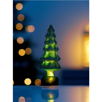Фигура светодиодная «Ёлочка бархатная зеленая», 1 LED, 15×6 см, от батареек 3xAG13, свечение тёплое белое