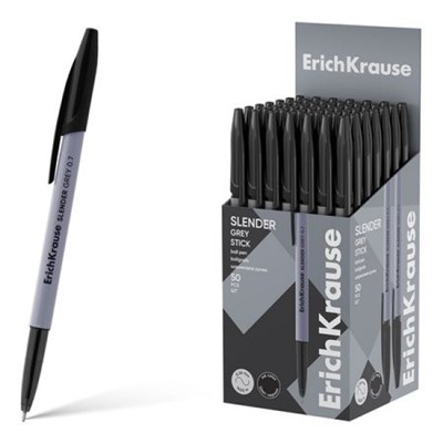 Ручка шариковая Slender Stick Grey, Super Glide Technology черная 0.7мм 63086 ErichKrause
