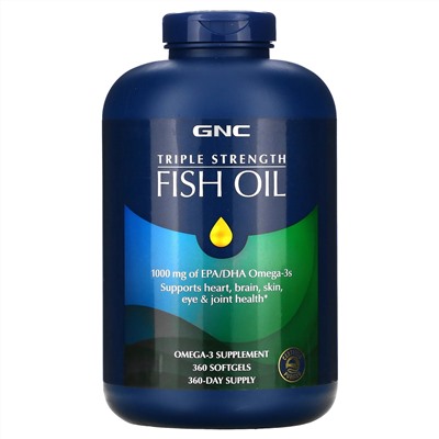 GNC, Triple Strength Fish Oil, 360 Softgels