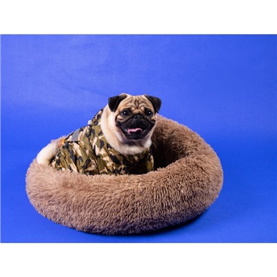 Лежанка для животных, 45×35×11 с, длинный мех, коричневая