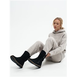 Полусапоги женские чёрные замшевые с замком на войлочной подошве