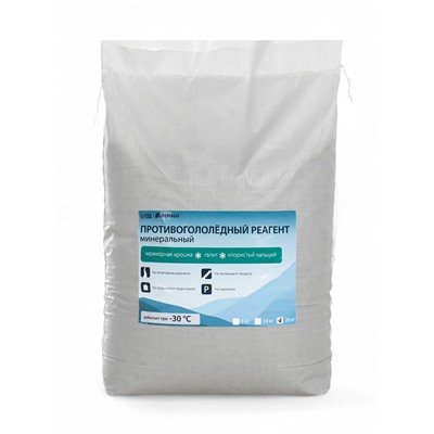 Реагент противогололёдный, мраморная крошка, галит, хлористый кальций, 20 кг, работает при – 30 °C, в мешке, Greengo