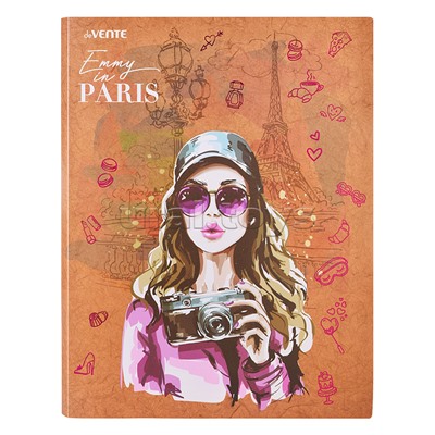 Папка с 20 вкладышами A4 "Emmy in Paris" A4 (235x310x15 мм) 400 мкм, фактура крафт-имитация с рисунком, тиснение фольгой, вкладыши 30 мкм, индивидуальная упаковка