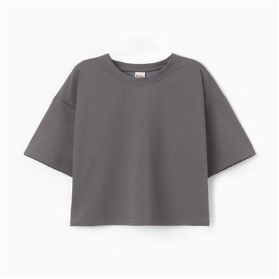 Футболка женская укороченная MINAKU OVERSIZE FIT, цвет графит, размер 48