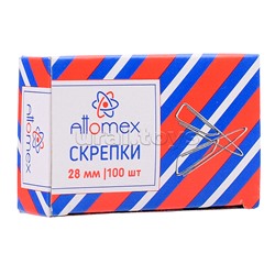 Скрепки металлические треугольный профиль с загнутым краем, оцинкованные 28 мм, 100 шт в картонной коробке