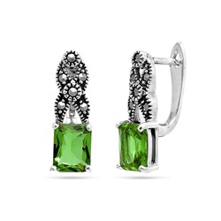 Серьги из серебра султанит, марказит, SL-AGA146