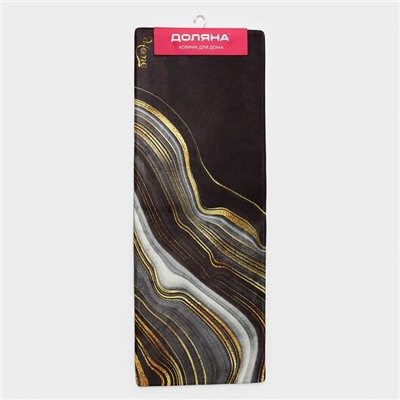 Коврик для ванной и туалета Доляна «Камень», 44×120 см, чёрный