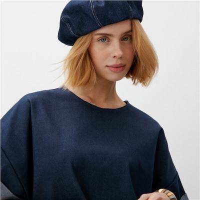 Футболка женская оверсайз MINAKU: Jeans Collection, синяя, размер 52