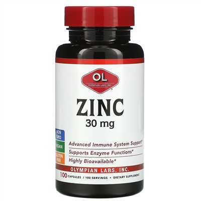 Olympian Labs, Zinc, 30 mg , 100 Capsules