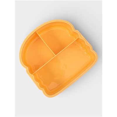 Ланч - бокс, контейнер для еды Доляна «Счастливый бургер», 3 ячейки, с ложкой и вилкой, 17.5×15.5×8 см, пластик, жёлтый