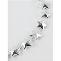 Бусы на нитях «Звёзды», 10 мм, 2 м, цвет серебряный