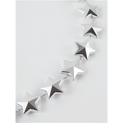 Бусы на нитях «Звёзды», 10 мм, 2 м, цвет серебряный