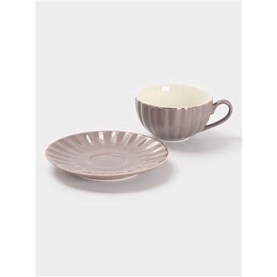 УЦЕНКА Чайный сервиз «Вивьен» 6 чашек 200 мл, 6 блюдец d=15 см, цвет серый