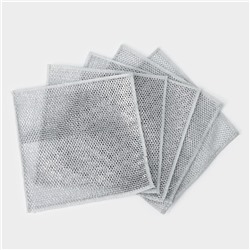 Сетка для мытья посуды узелковая, металлическая, однослойная, 5 шт., 19×19 см