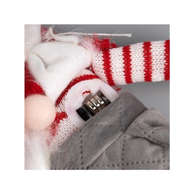 Светодиодная фигура «Гном с усами» 14×47×9 см, текстиль, батарейки AG10×3 (в комплекте), свечение тёплое белое