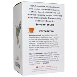 J&R Port Trading Co., Pure Rooibos Red Tea (Настоящий красный чай ройбуш), без кофеина, 40 чайных пакетиков, 100 г (3,53 унции)