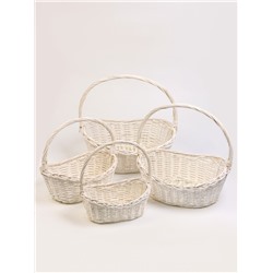 Корзина плетёная для хранения, ива, овальная, белая, набор 4 шт.