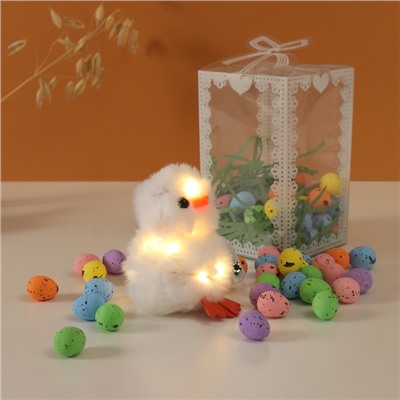 Набор подарочный «Цыплёнок белый: брелок для ключей на кольце», фигурка светящаяся, яички 50 г, роса 7×7×12 см
