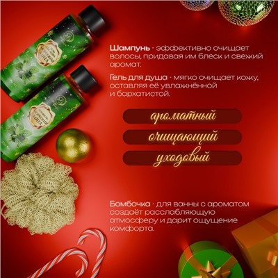 УЦЕНКА Новогодний подарочный набор косметики «Зимняя вьюга», с ароматом мяты и корицы. Зеленая серия