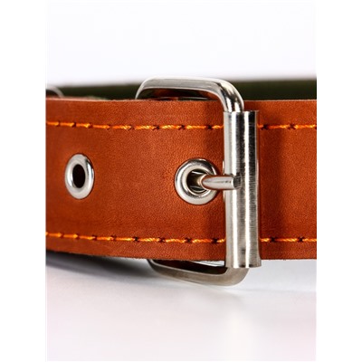 Ошейник комбинированный безразмерный, кожа/брезент, 65×3.5 см, ОШ 31-61 см, коричневый