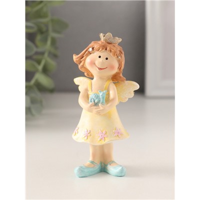 Фигурка полистоун «Принцесса-ангел в жёлтом платье с улиткой в руках», 7×4×10 см