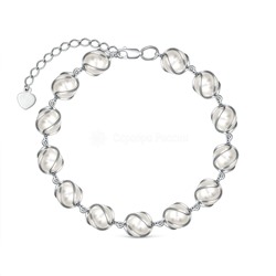 Браслет из серебра с жемчугом родированный 925 пробы 5201