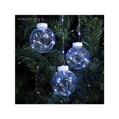 Гирлянда «Бахрома» 2.5×0.7 м роса с насадками «Шарики», IP20, серебристая нить, 150 LED, свечение белое, 12 В