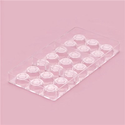 Форма для конфет и шоколада KONFINETTA «Тоффи. Круг», 27.5×17.5×2.5 см, 21 ячейка 2.5×1.5 см, прозрачная