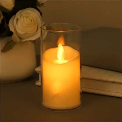 Свеча светодиодная подвижный фитиль в подсвечнике 10 см / VFR-22 /уп 12/360/