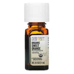 Aura Cacia, чистое эфирное масло, органический сладкий апельсин 7,4 мл (0,25 жидкой унции)