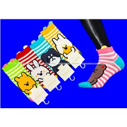 Носки женские ЦВЕТНЫЕ Мордочки с "ушками"