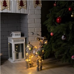 Светодиодная фигура «Серый олень» 34×48×12 см, металл, текстиль, батарейки ААх2 (не в комплекте), свечение тёплое белое