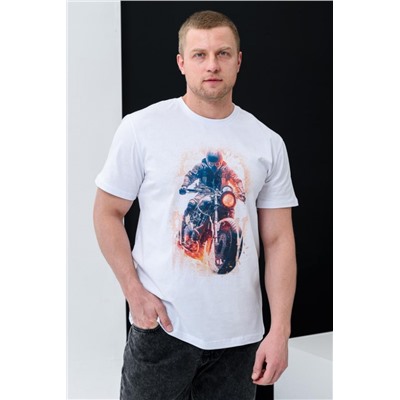 Футболка мужская 8492 (Белый_мото)