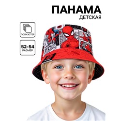 Панама детская для мальчика, двухсторонняя, размер 52-54, Человек паук